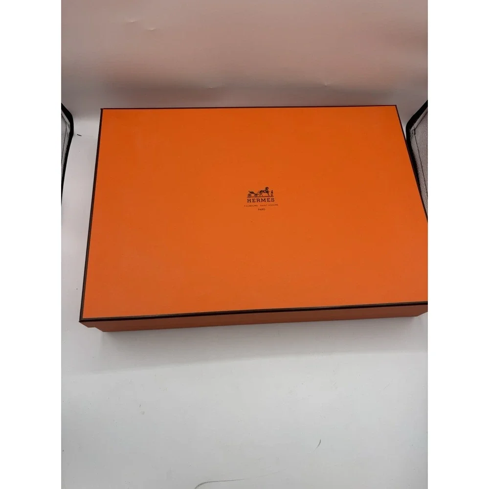 Hermes Empty Orange Box Tissue Paper Leather Booklet 17
